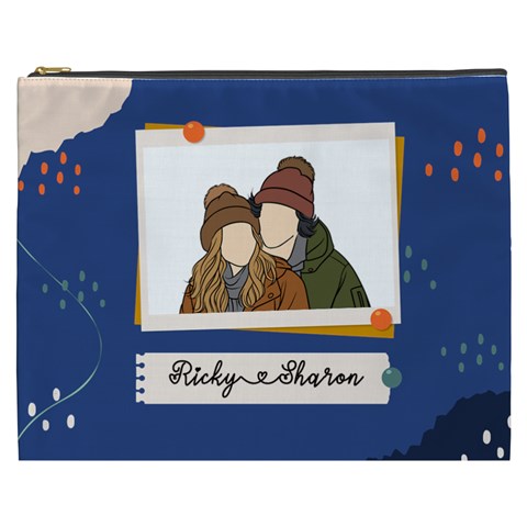 Personalized Photo Illustration Lover Name Cosmetic Bag By Joe Front