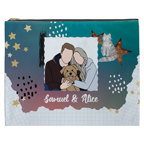 Personalized Photo Illustration Lover Name Cosmetic Bag By Joe Front
