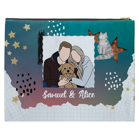 Personalized Photo Illustration Lover Name Cosmetic Bag By Joe Back