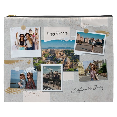 Personalized Collage Travel Photo Any Text Cosmetic Bag By Joe Front