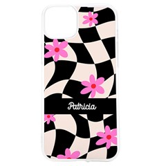 Personalized Checked Flower Pattern Name UV Print Case - iPhone 15 TPU UV Print Case