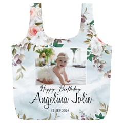 Personalized Photo Floral Baby Birthday Name Any Text Recycle Bag - Full Print Recycle Bag (XXXL)