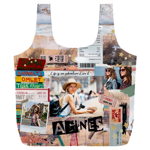 Personalized Life Adventure Style Travel Collage Photo Name Recycle Bag By Joe Front