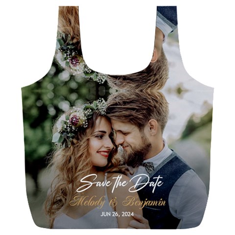 Personalized Save The Date Wedding Couple Photo Name Recycle Bag By Joe Front