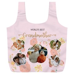 Personalized 5 Photo Floral Worlds Best Grandmother Any Text Recycle Bag - Full Print Recycle Bag (XXXL)