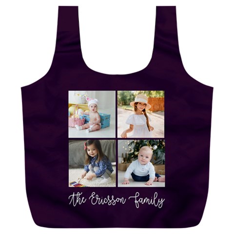 Personalized 4 Photo Family Name Any Text Recycle Bag By Joe Front