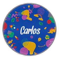 Personalized Childhood illustration Any Text Round Tile Coaster - Wireless Fast Charger(White)