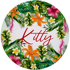 Personalized Tropical Fruit Any Text Name Round Tile Coaster - UV Print Round Tile Coaster