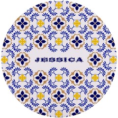 Personalized Traditional Tiles Pattern Any Text Name Round Tile Coaster - UV Print Round Tile Coaster