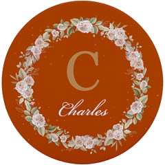 Personalized Initial Floral Wreath Any Text Name Round Tile Coaster - UV Print Round Tile Coaster