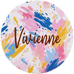 Personalized Colorful Brush Name Round Tile Coaster - UV Print Round Tile Coaster