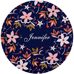 Personalized Floral Pattern Name Round Tile Coaster - UV Print Round Tile Coaster