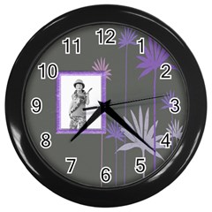 Purple Petals Clock - Wall Clock (Black)