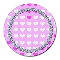 Cute hearts mousepad - Round Mousepad