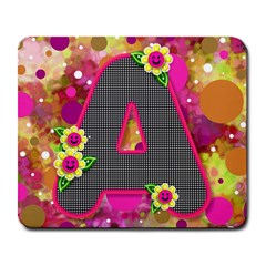 Retro polkadot with All Checkered A - Large Mousepad