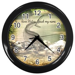 fisherman clock - Wall Clock (Black)