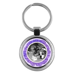 Purple Flower & Pearls Keychain - Key Chain (Round)