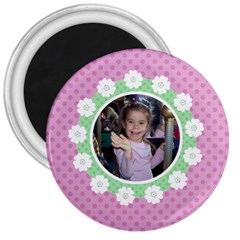 Pink & Green Flower Magnet - 3  Magnet