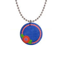 Floral Frame with Photo necklace - 1  Button Necklace