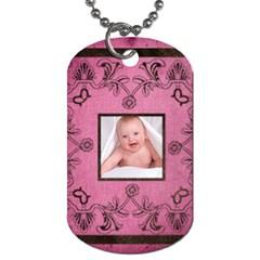 Art Nouveau Pink Dog Tag - Dog Tag (Two Sides)