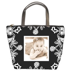 Art Nouveau Black & white bucket bag