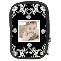 Art Nouveau Black & White Camera Case - Compact Camera Leather Case