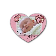 Baby girl - Rubber heart coaster - Rubber Coaster (Heart)