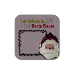 santa clause coaster - Rubber Coaster (Square)
