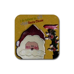 santa clause coaster2 - Rubber Coaster (Square)