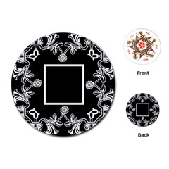 art nouveau black & offwhite round playing cards - Playing Cards Single Design (Round)