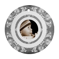 Art nouveau grey circlis round ornament - Round Ornament (Two Sides)