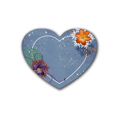 Heart coaster-snowflakes & flowers - Rubber Coaster (Heart)