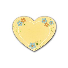 Heart coaster-yellow flowers - Rubber Coaster (Heart)