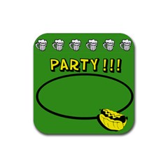 Party green - Rubber square coaster - Rubber Coaster (Square)