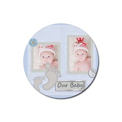 baby blue - Rubber Round Coaster (4 pack)