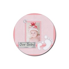baby pink - Rubber Round Coaster (4 pack)