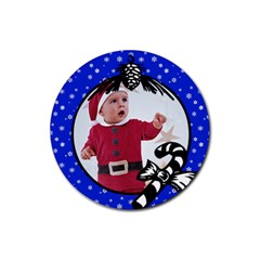 Blue Christmas- Rubber coaster - Rubber Coaster (Round)