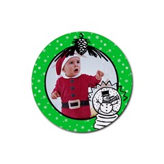 Green Christmas- Rubber coaster - Rubber Coaster (Round)
