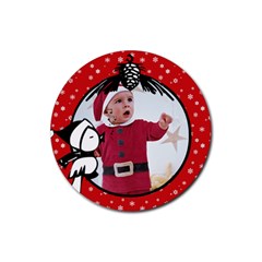 Red Christmas- Rubber coaster - Rubber Coaster (Round)