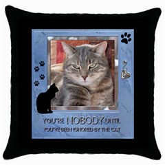 Cat Pillow #1 - Throw Pillow Case (Black)