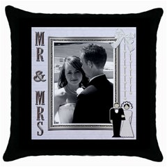 Mr & Mrs Pillow - Throw Pillow Case (Black)