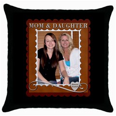 Mom & Daughter Pillow - Throw Pillow Case (Black)