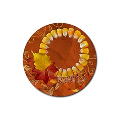 Round Coaster-Family, autumn, thanksgiving - Rubber Coaster (Round)