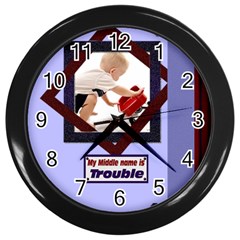 boy clock template - Wall Clock (Black)