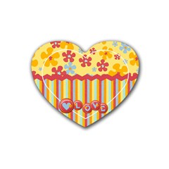 Heart Coaster- Flowers & Love - Rubber Coaster (Heart)
