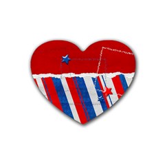 Heart Coaster-Red, White & Blue - Rubber Coaster (Heart)