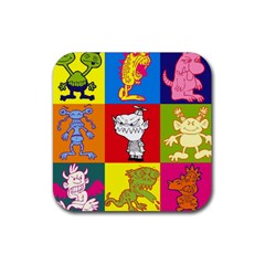 Monster party - Rubber coaster - Rubber Coaster (Square)