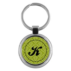 Green & Black Monogram Keychain - Key Chain (Round)
