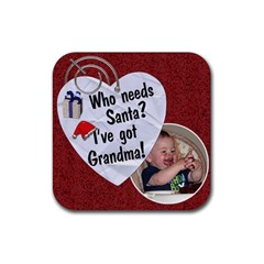 Grandma Christmas Coaster - Rubber Coaster (Square)