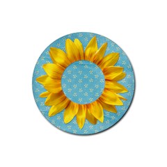 Sunflower coaster-round - Rubber Coaster (Round)